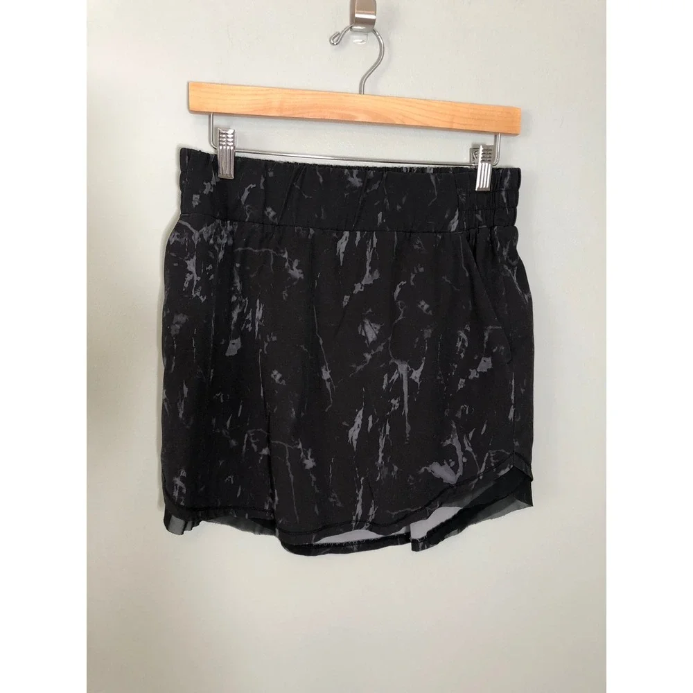 RBX Skort Womens Medium Black Gray Marble Print Active Tennis Skirt Pockets
